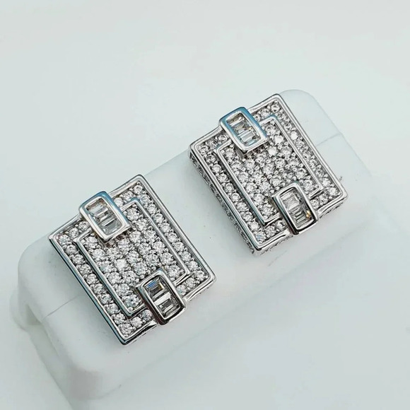 "925 Sterling Silver Cubic Zirconia Earrings, UU1P6A6069 - Picture 1 of 10